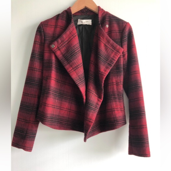 BB Dakota Red and Black Plaid Blazer - Picture 5 of 7